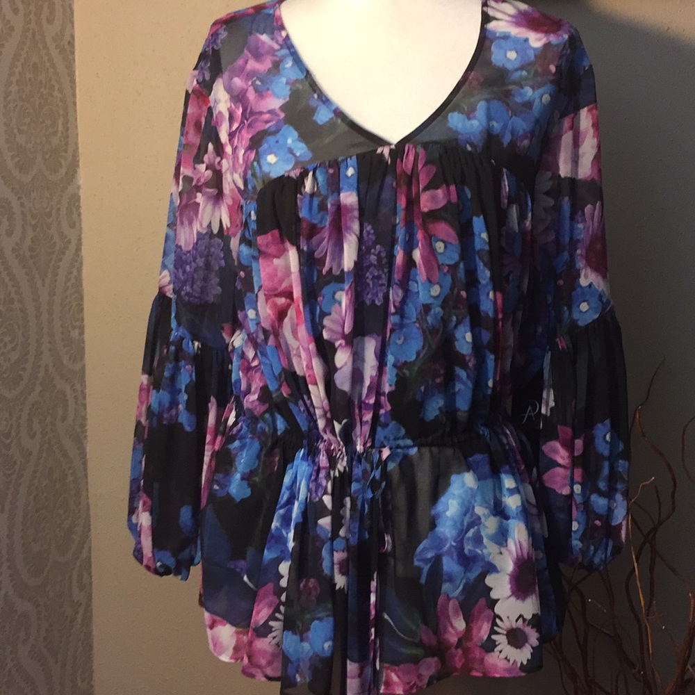 Adrian Papell , boho,drawstring blouse size 6